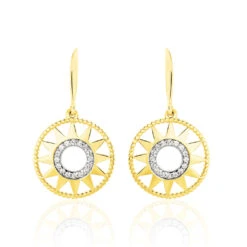 Boucles D'oreilles Pendantes Thallya Or Jaune Oxyde De Zirconium