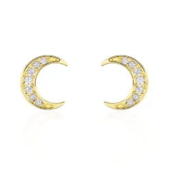 Boucles D'oreilles Pendantes Francoise-marie Lune Or Jaune Oxyde