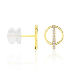 Boucles D'oreilles Pendantes Edmee Cercle Or Jaune Oxyde De Zirconium -Garmin Soldes B3OFJZW824 view1