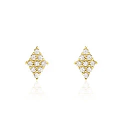 Boucles D'oreilles Puces Or Jaune Oxydes De Zirconium