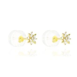 Boucles D'oreilles Puces Aubepine Or Jaune Oxyde