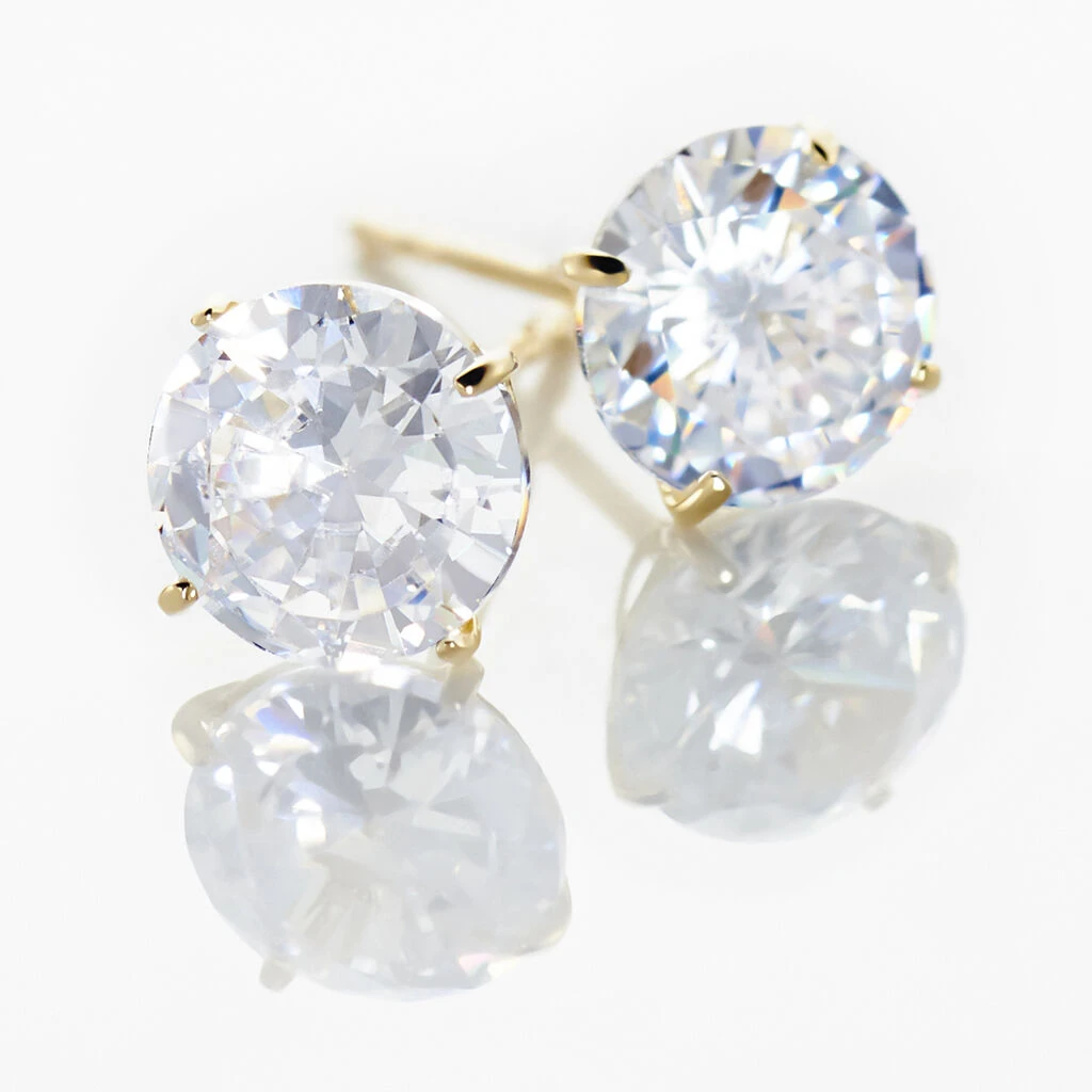 Boucles D'oreilles Puces Or Jaune Katherina Oxyde De Zirconium 5 Boucles D'oreilles Puces Or Jaune Katherina Oxyde De Zirconium – Image 3