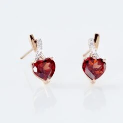 Boucles D'oreilles Puces Or Rose Clothilde Rhodolite -Garmin Soldes B3OFRAR001 view2