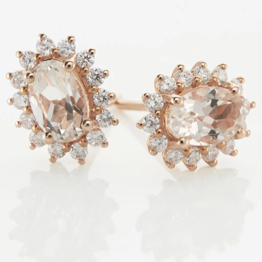 Boucles D'oreilles Puces Or Rose Monty Morganite 5 Boucles D'oreilles Puces Or Rose Monty Morganite – Image 3