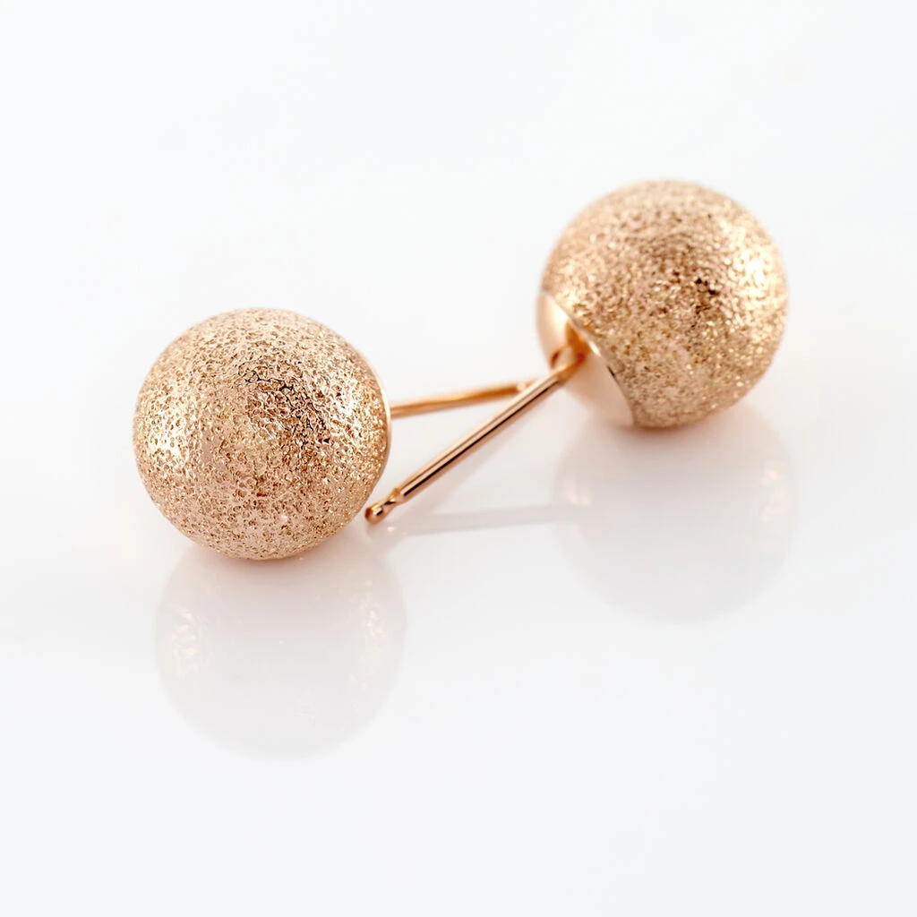 Boucles D'oreilles Puces Fidelia Boule Sablee Or Rose 5 Boucles D'oreilles Puces Fidelia Boule Sablee Or Rose – Image 3