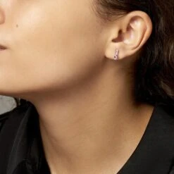 Boucles D'oreilles Pendantes Frannie Or Rose Amethyste Et Oxyde -Garmin Soldes B3OFRYI159 model0