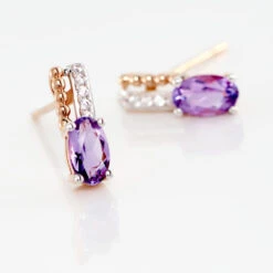 Boucles D'oreilles Pendantes Frannie Or Rose Amethyste Et Oxyde -Garmin Soldes B3OFRYI159 view2