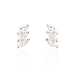 Boucles D'oreilles Puces Edma Or Rose Oxyde De Zirconium