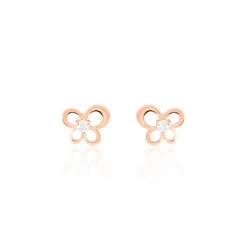 Boucles D'oreilles Puces Eleanor Fleur Or Rose Oxyde De Zirconium