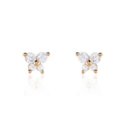 Boucles D'oreilles Puces Or Rose Oxydes De Zirconium