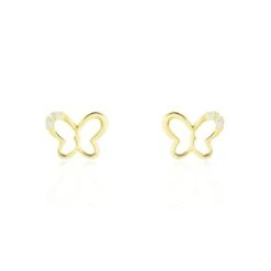 Boucles D'oreilles Puces Camomille Or Jaune Oxyde De Zirconium