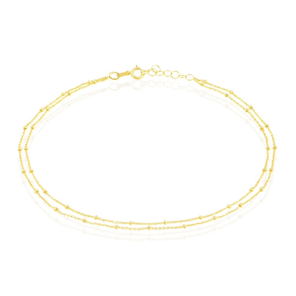 Chaîne De Cheville Double Chaîne Or Jaune 3 Chaîne De Cheville Double Chaîne Or Jaune