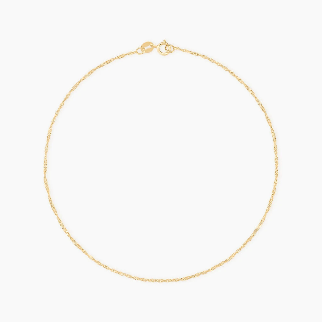 Chaîne De Cheville Maille Singapour Or Jaune 3 Chaîne De Cheville Maille Singapour Or Jaune