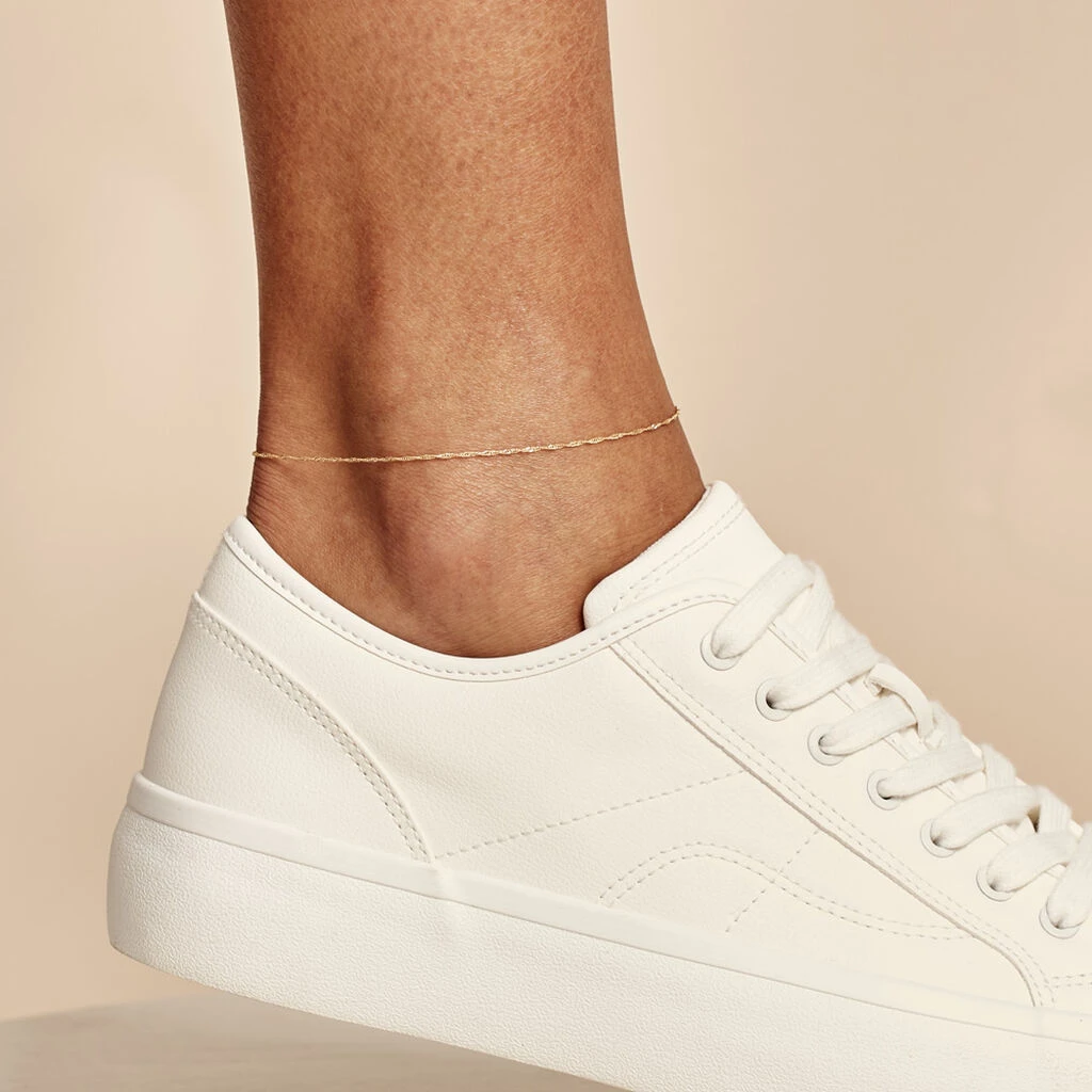 Chaîne De Cheville Maille Singapour Or Jaune 5 Chaîne De Cheville Maille Singapour Or Jaune – Image 3