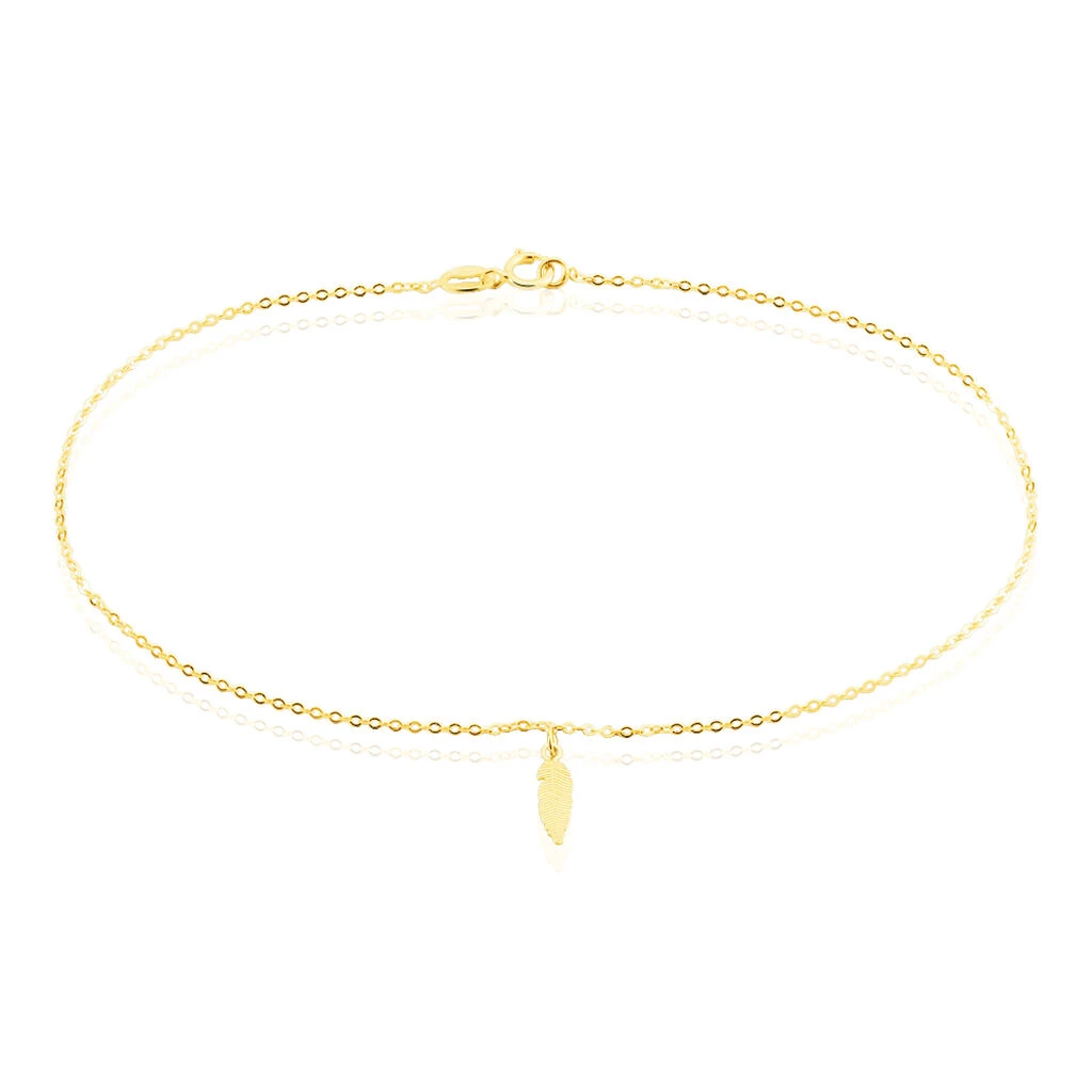 Chaîne De Cheville Plume Or Jaune 3 Chaîne De Cheville Plume Or Jaune