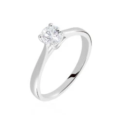 Bague Solitaire Fiona Or Blanc Diamant Synthetique