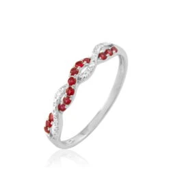 Bague Sofia Or Blanc Rubis Et Diamant
