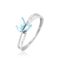 Bague Maura Or Blanc Topaze Et Diamant