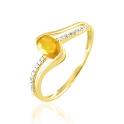 Bague Anja Or Jaune Citrine Et Diamant