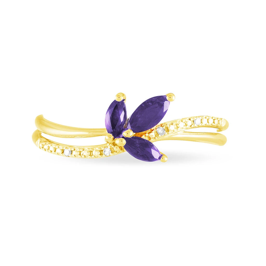 Bague Maura Or Jaune Amethyste Et Diamant 4 Bague Maura Or Jaune Amethyste Et Diamant – Image 2