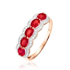 Bague Margaux Or Rose Rubis Et Diamant