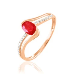 Bague Anja Or Rose Rubis Et Diamant