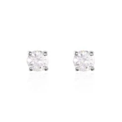 Boucles D'oreilles Puces Or Blanc Victoria Diamants