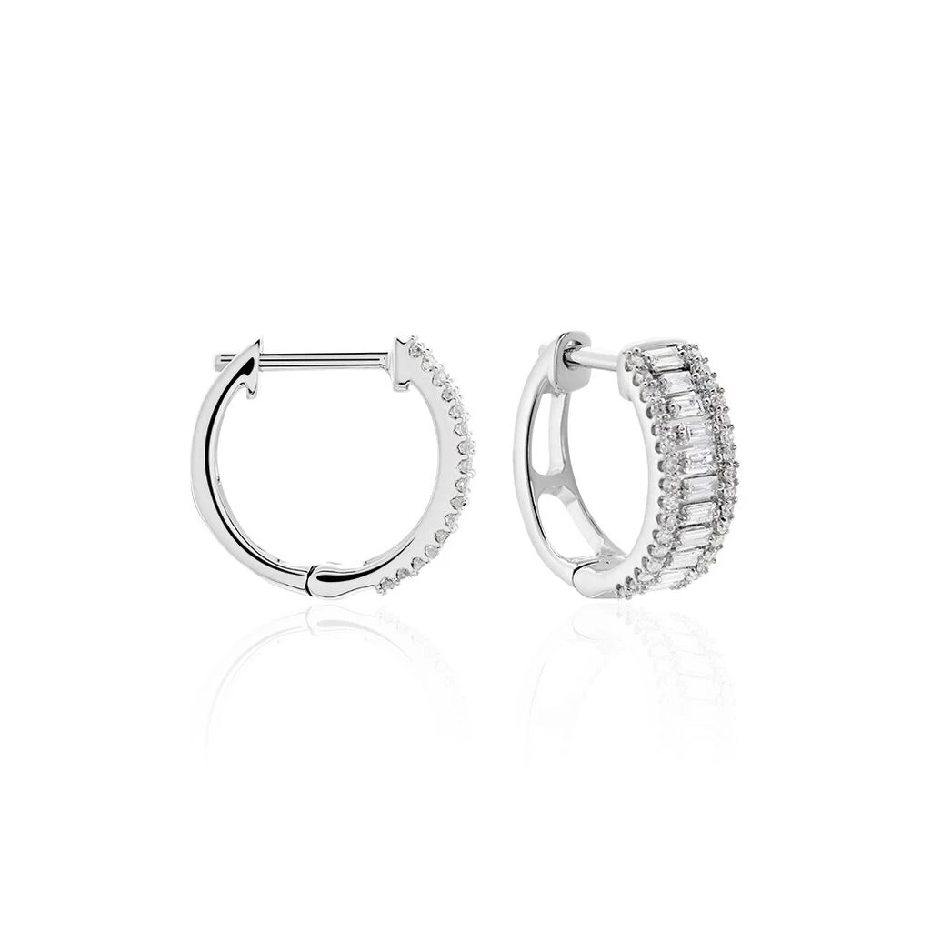 Créoles Or Blanc Ailin Diamants 3 Créoles Or Blanc Ailin Diamants