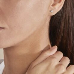 Boucles D'oreilles Puces Or Blanc Diamants Synthétique -Garmin Soldes B7OFBJW021 model0