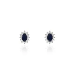 Boucles D'oreilles Puces Vladimir Or Blanc Saphir Diamant