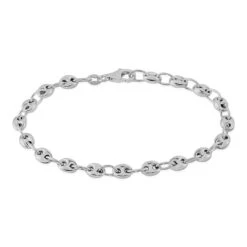 Bracelet Caroline Maille Grain De Cafe Argent Blanc