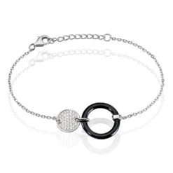 Bracelet Issara Argent Blanc Céramique Et Oxyde De Zirconium
