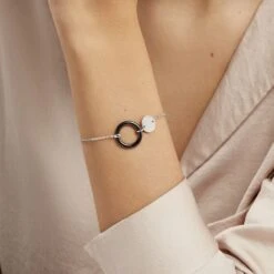 Bracelet Issara Argent Blanc Céramique Et Oxyde De Zirconium -Garmin Soldes FABFBXN160 model0