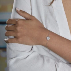 Bracelet Argent Blanc Nawala Nacre Oxyde De Zirconium -Garmin Soldes FABFBXW001 model1