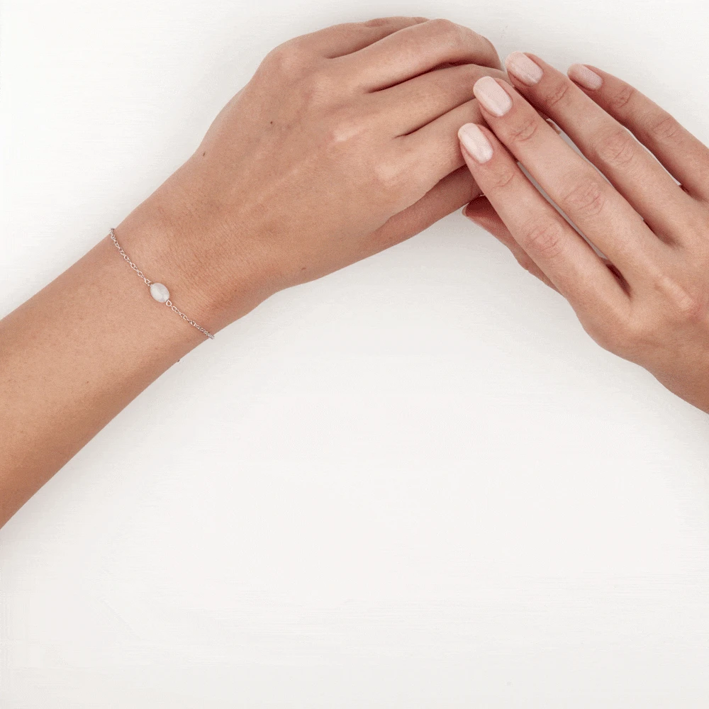 Bracelet Evren Argent Blanc Pierre De Synthese 5 Bracelet Evren Argent Blanc Pierre De Synthese – Image 3