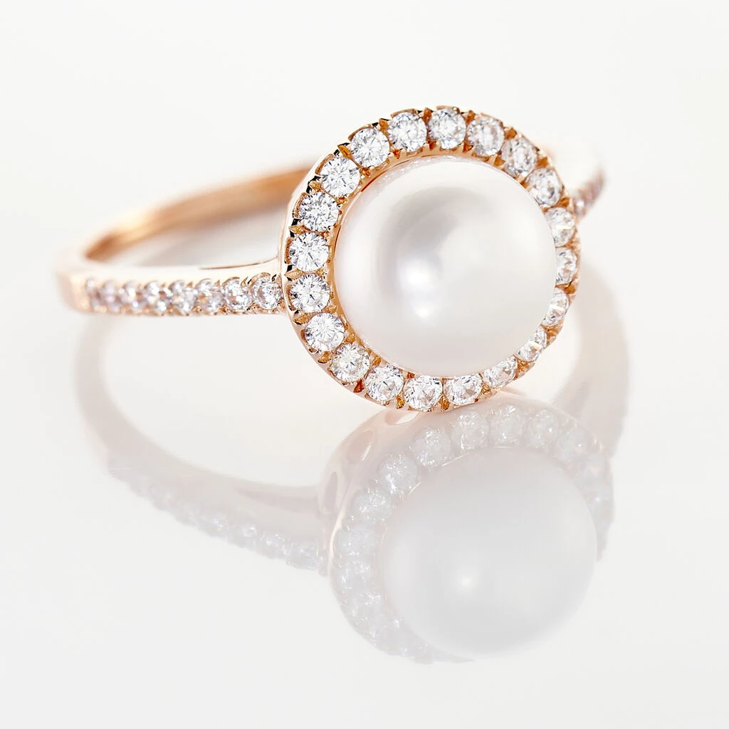 Bague Olivia Argent Rose Perle De Culture Et Oxyde De Zirconium 6 Bague Olivia Argent Rose Perle De Culture Et Oxyde De Zirconium – Image 4