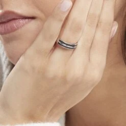 Bague Argent Blanc Agapios Oxydes De Zirconium -Garmin Soldes FADFBZN138 model1