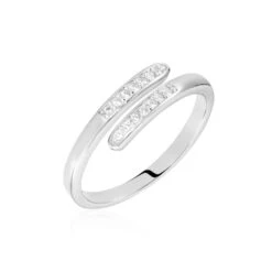 Bague Ajustable Mendel Argent Blanc Oxyde De Zirconium