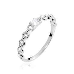 Bague Solitaire Moccus Argent Blanc Oxyde De Zirconium
