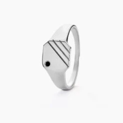 Chevalière Kaden Argent Blanc Oxyde De Zirconium Noir -Garmin Soldes FAHHAZN001 view1