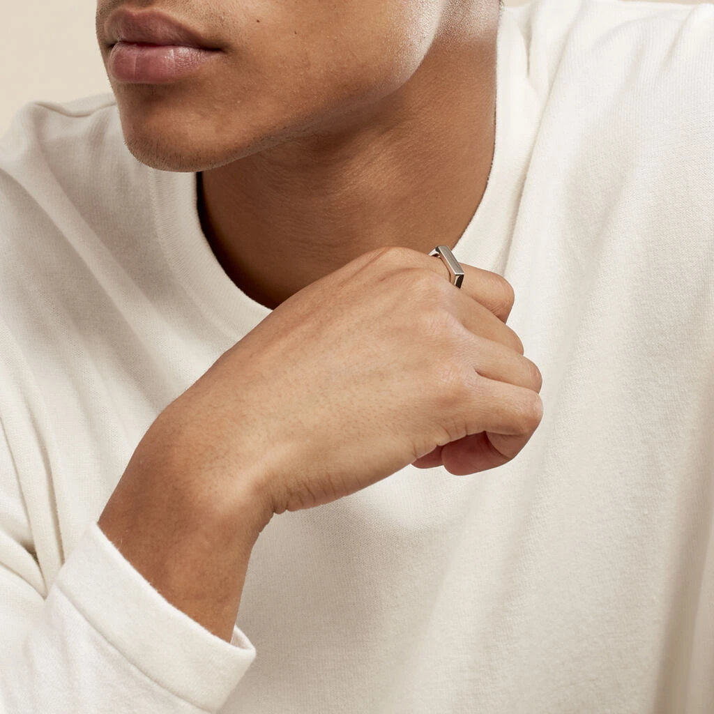 Chevalière Melvin Argent Blanc 7 Chevalière Melvin Argent Blanc – Image 5