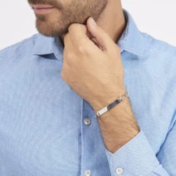 Bracelet Identité Anilo Maille Alternee 1/1 Argent Blanc -Garmin Soldes FAIHBW0265 model0