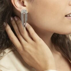 Boucles D'oreilles Pendantes Jakarta Argent Blanc -Garmin Soldes FAOFAW0001 model0