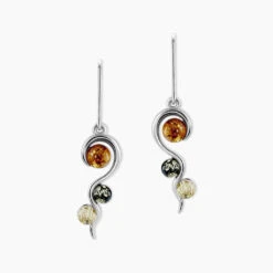 Boucles D'oreilles Pendantes Levannah Argent Blanc Ambre
