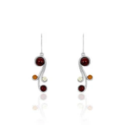 Boucles D'oreilles Pendantes Alexa Argent Blanc Ambre