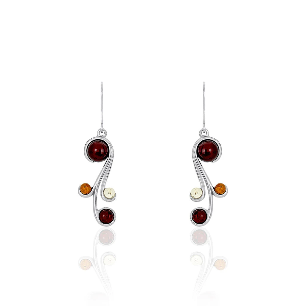 Boucles D'oreilles Pendantes Alexa Argent Blanc Ambre 3 Boucles D'oreilles Pendantes Alexa Argent Blanc Ambre