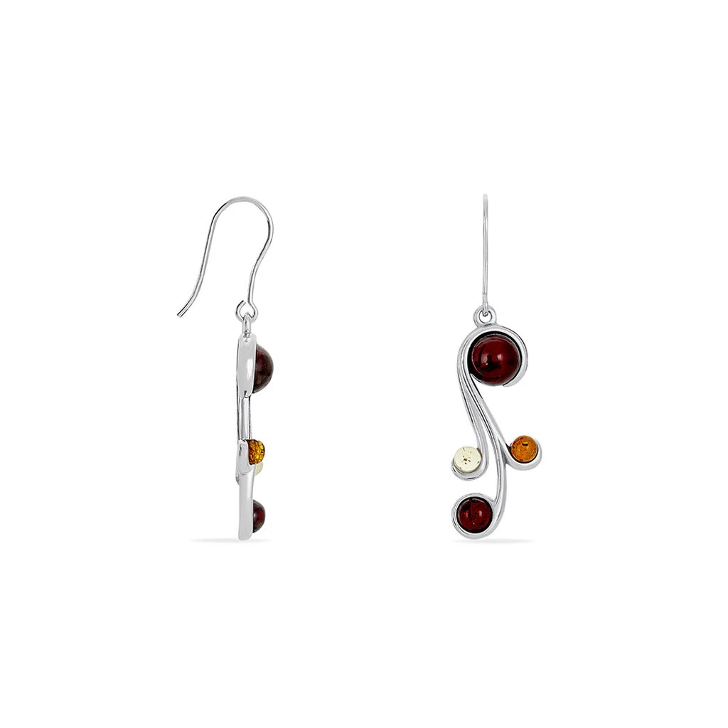 Boucles D'oreilles Pendantes Alexa Argent Blanc Ambre 4 Boucles D'oreilles Pendantes Alexa Argent Blanc Ambre – Image 2