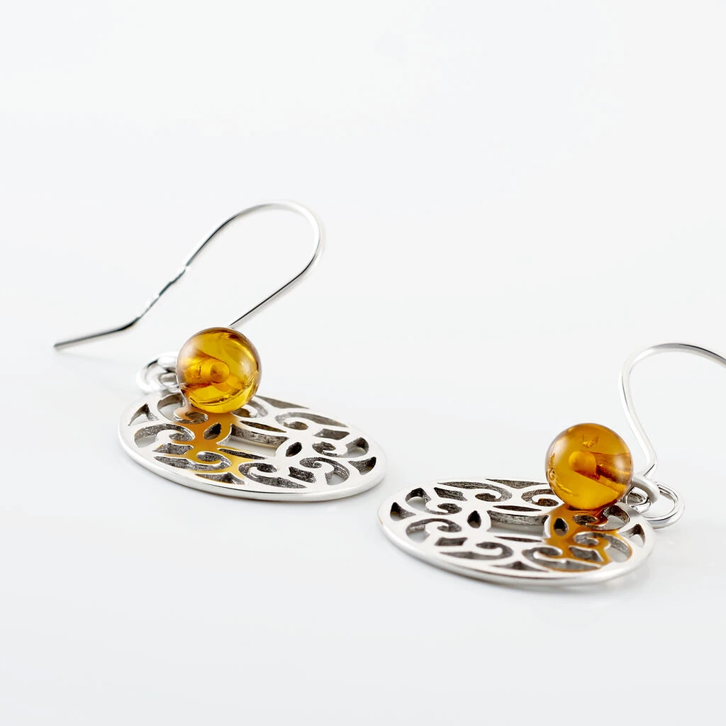 Boucles D'oreilles Pendantes Adrianne Argent Blanc Ambre 5 Boucles D'oreilles Pendantes Adrianne Argent Blanc Ambre – Image 3