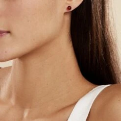 Boucles D'oreilles Puces Brunhild Argent Blanc Ambre -Garmin Soldes FAOFBIY110 model0