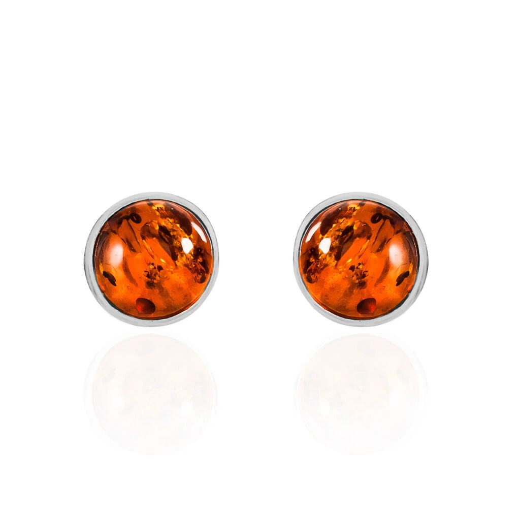 Boucles D'oreilles Puces Argent Blanc Majdeline Ambre 3 Boucles D'oreilles Puces Argent Blanc Majdeline Ambre